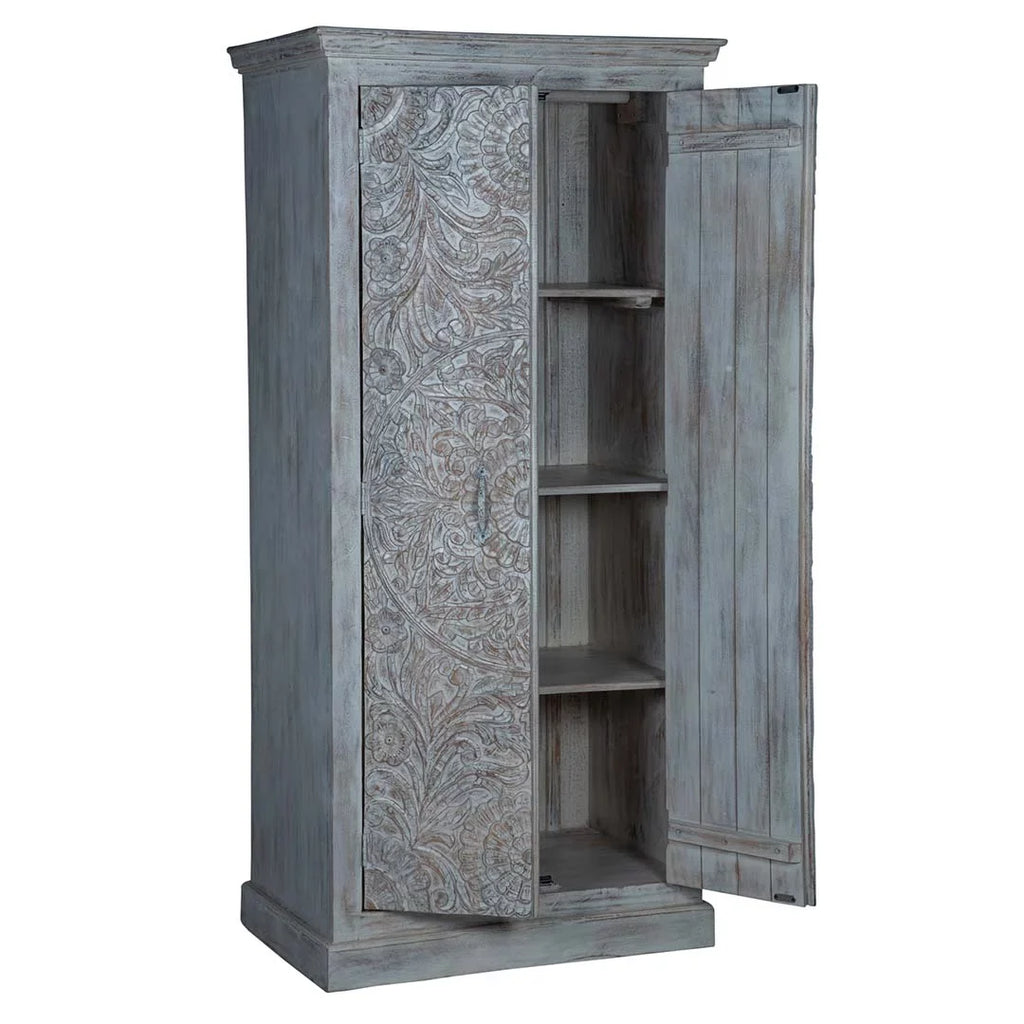 Chic Carved White Maadze Wardrobe Shabby