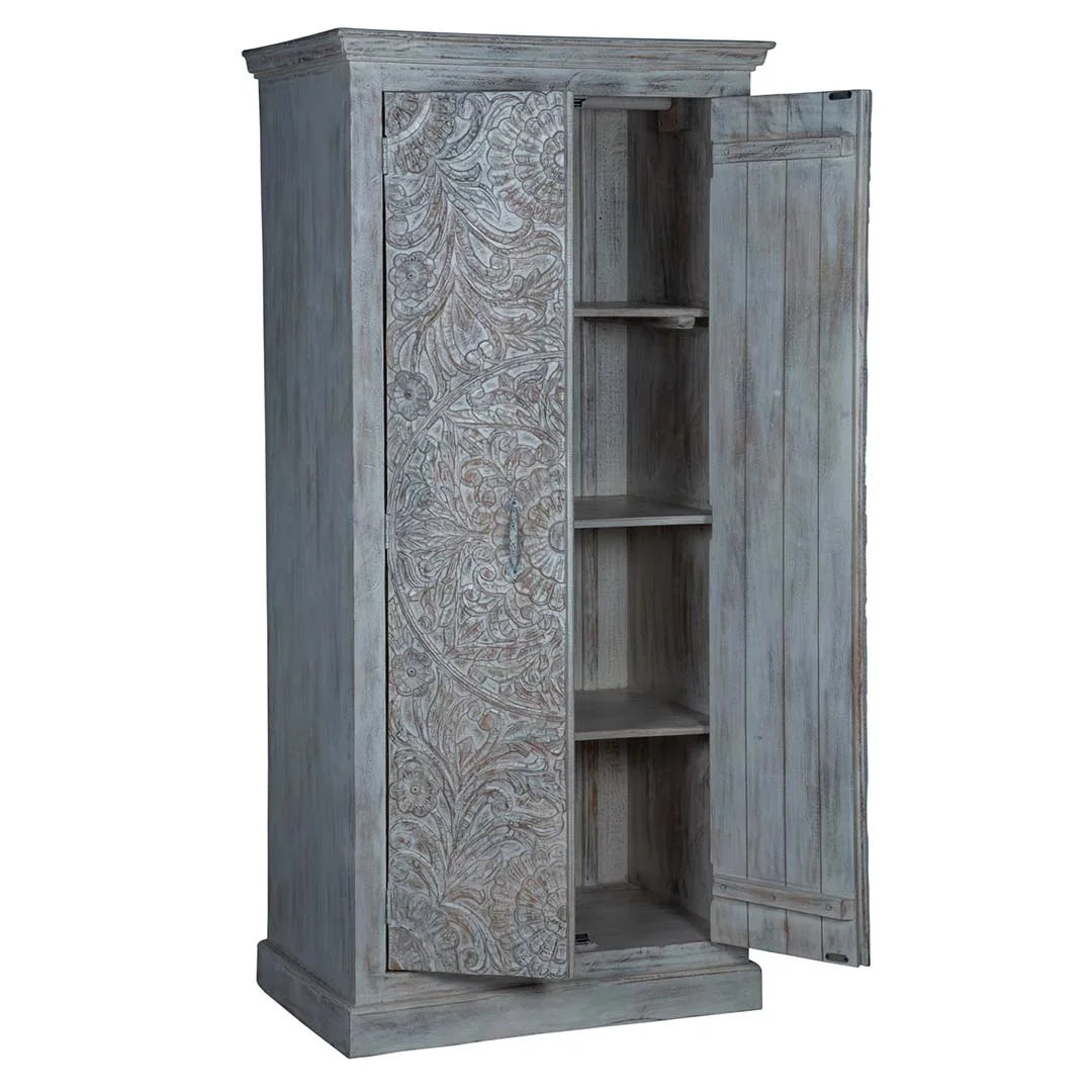 Chic Carved White Maadze Wardrobe Shabby