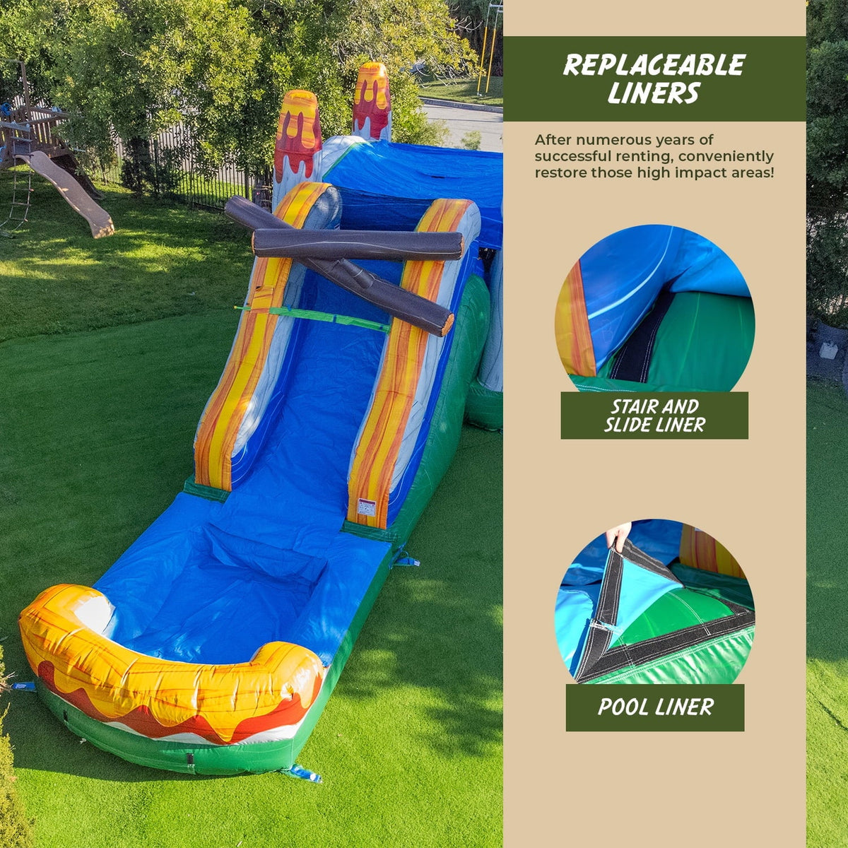 XJUMP Splash Slide T-Rex Kids Adults Combo Commercial Dinosaur for Water Air and Bounce Pool Blower), Inflatable Grade House (with with