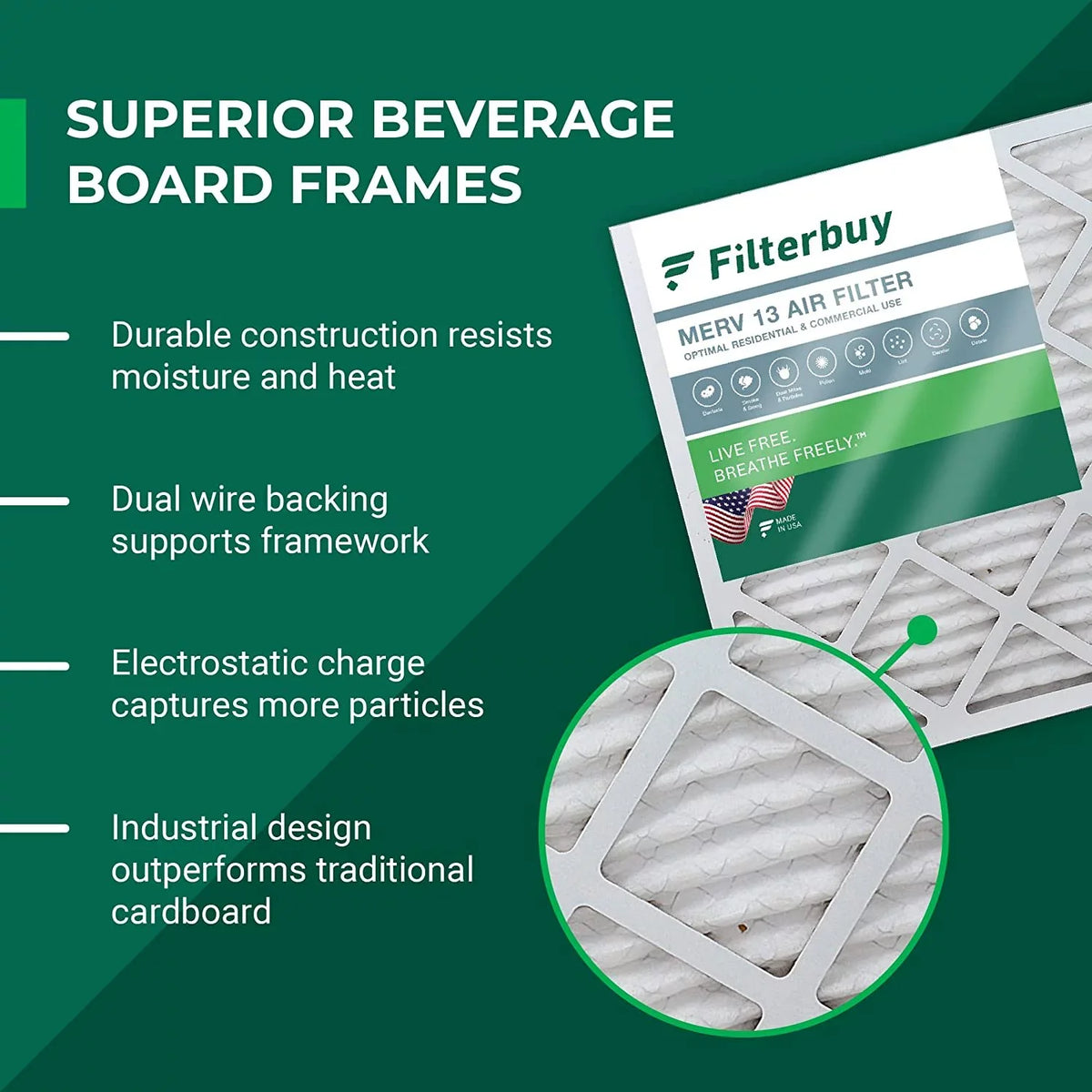 AC Pleated Air Filterbuy Filters MERV HVAC 20x32x1 13 Furnace (5-Pack)