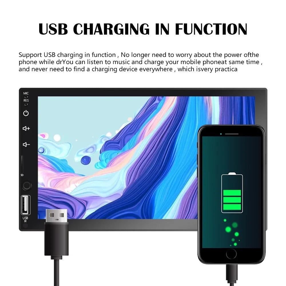 Car Touch Camera/Android 2 Screen Car for Player Din MP5 Stereo Auto/Autoradio/IOS/Bluetooth/USB/TF 7" View Rear Play with Multimedia