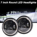 CJ Inch For 7" JK Wrangler LED TJ Jeep Headlights Halo LJ Round Angle Eyes