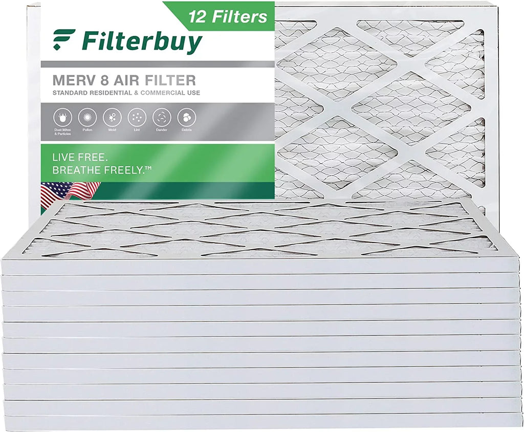 Filterbuy Air (12-Pack) HVAC Filters Pleated MERV 8 AC Furnace 16x24x1