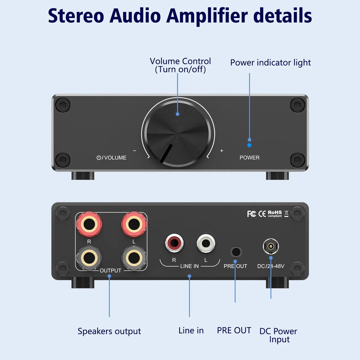 Audio Desktop Home Digital Amplifier Stereo Lixada Plug-and-Play 300W Channel Speakers 2 TPA3255 for 2.0 X Active