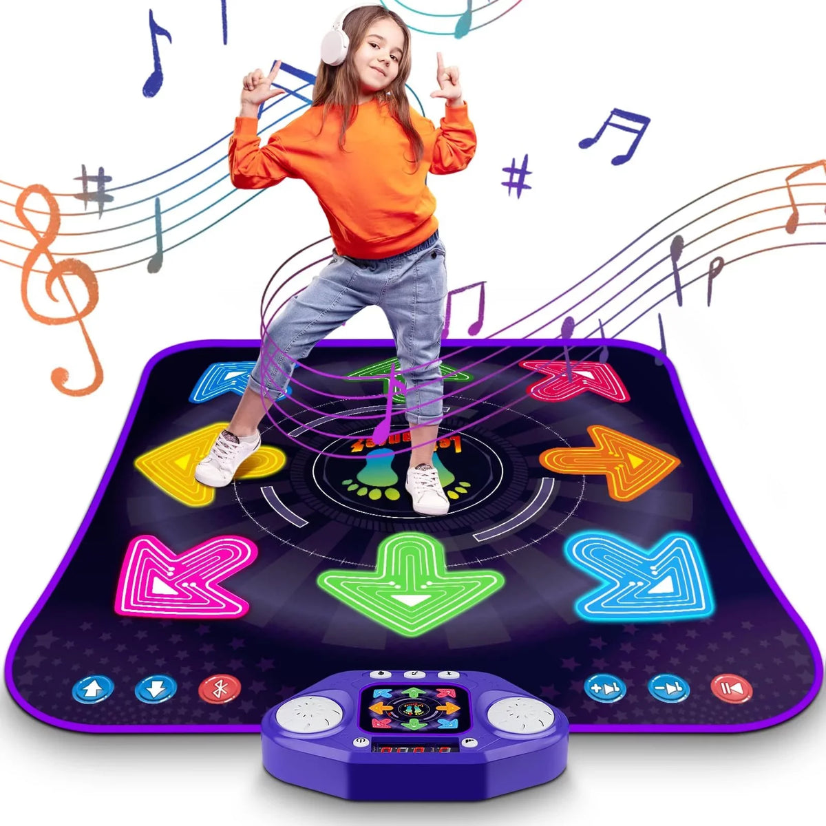 for Easter Light 5 9 Year Year 3 Game Kids, 4 Modes, PAFOLO Dance Pad Mat & Dance with Wireless Xmas Music 8-Buttons 6 Boy 5 Old 8 Girls Bluetooth, Old 3-12 Gifts for Toy Up Toys with Dance 7 10+