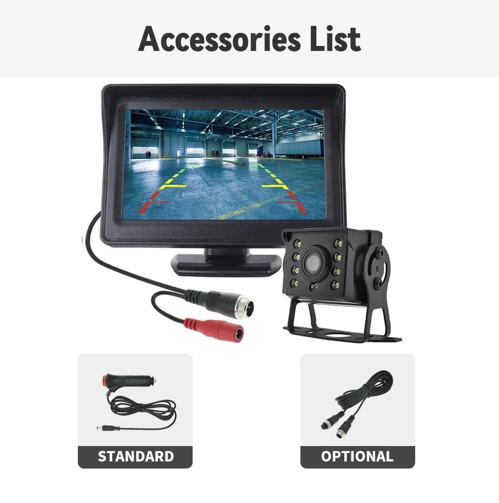 Camera Car Reverse View Rear Plate 4.3in Monitor Parking System License HD Backup
