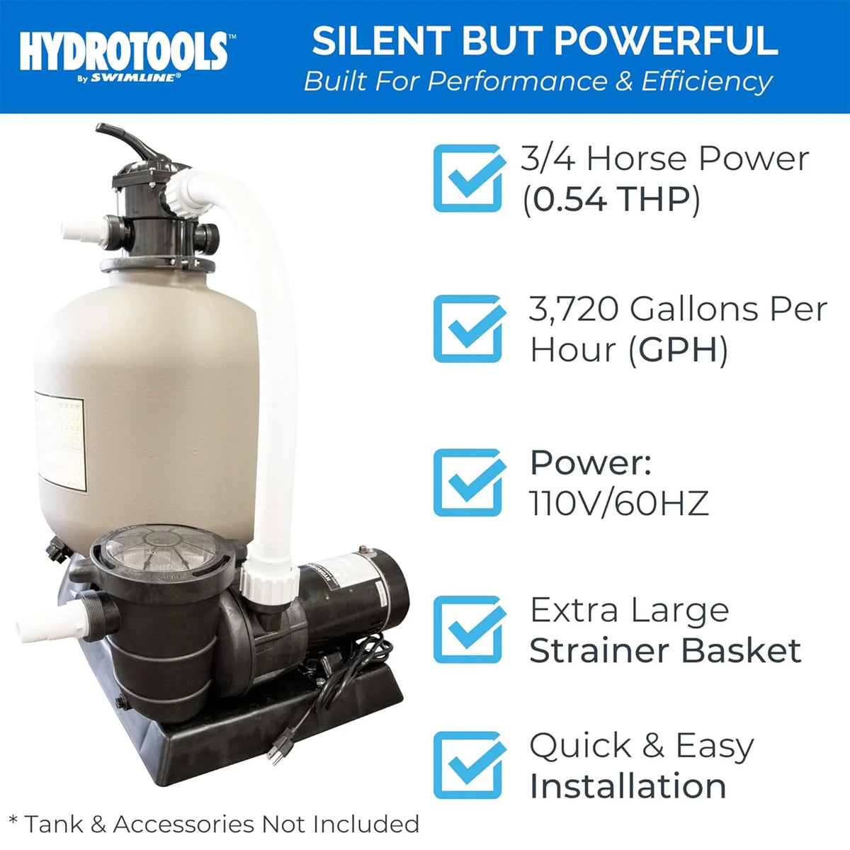 Pump Pool HydroTools Vertical Flo Hydro Discharge HP Swimming 0.75 Swimline