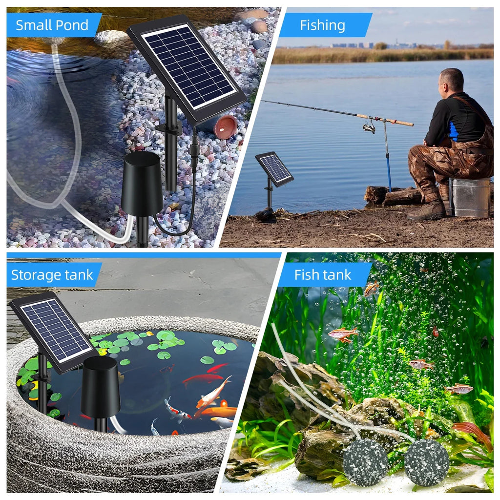 Aerator 3 Pond with Andoer 4W, Stock Modes, Powered Solar Air Pond Pump,