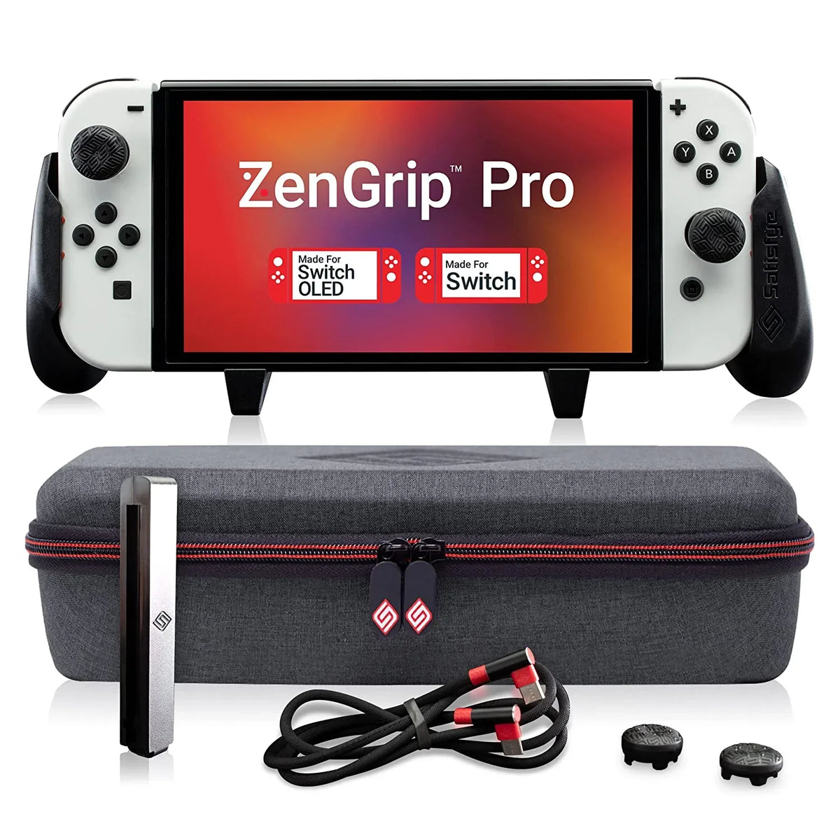 Low USB Bundle Thumbsticks+1 - Pro Elite Grip, C-C Bundle, Accessories 2 Elite Compatible ZenGrip Switch Gen Case Rail and OLED Cable. JoyCon Profile 3 Satisfye with The BONUS: includes: a