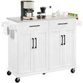 Yaheetech & Towel Kitchen White Rack, Bar Drawers with Cabinets Storage & Spice Island &