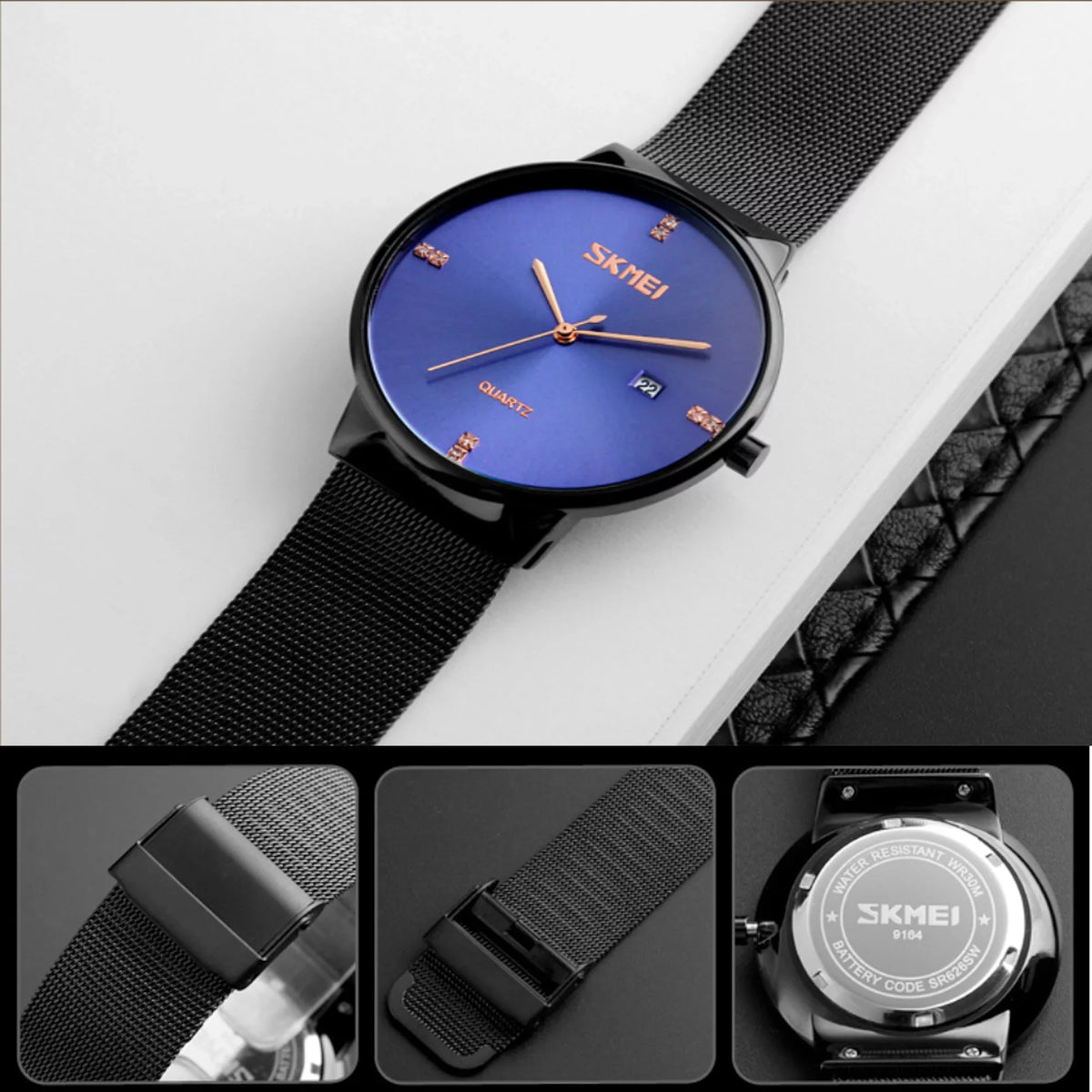 SKMEI Thin Luxury 30M Resistant Steel Watch, Ultra Stainless Water Mens
