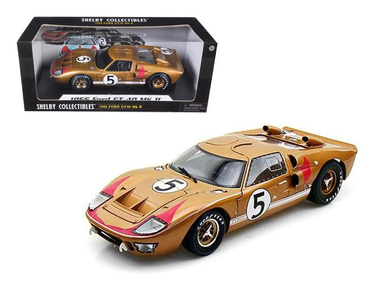 by Model GT-40 Collectibles Car Mans Ford Le #5 1966 MK Diecast II Shelby 1/18 Gold