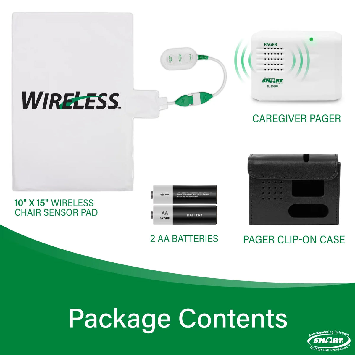 Wireless Caregiver with Prevention | with x 10" Pager System Smart Sensor Alarm | to Caregiver Cordless for Fall 300' Sensor Chair Chair Alarm up 15" and for Chair Weight Alerts Range Pressure Alarm