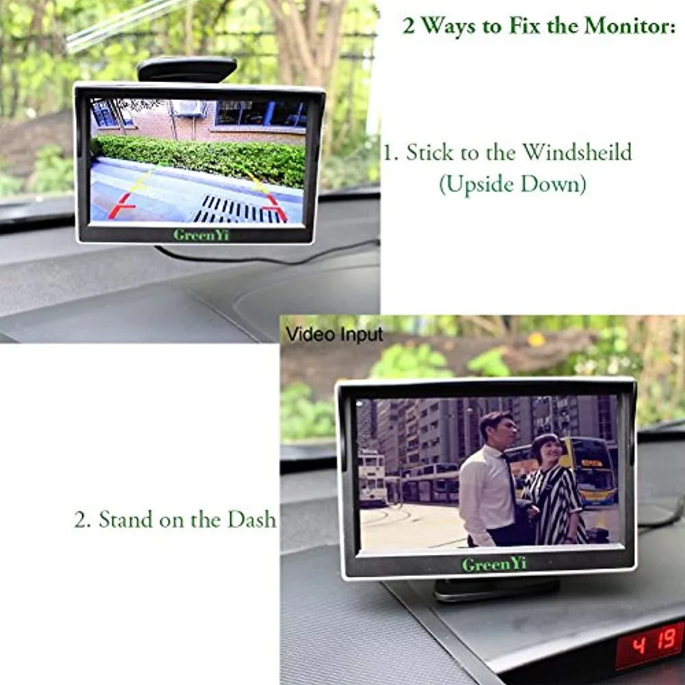 player video with input vehicle lcd for video camera color display on-dash monitor, tft backup car screen 5 dvd 2 greenyi hd