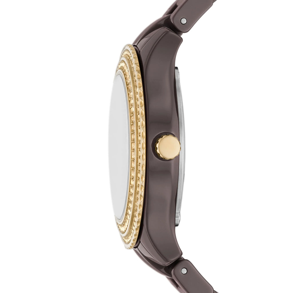Watch Three-Hand Stella Date Brown Ceramic
