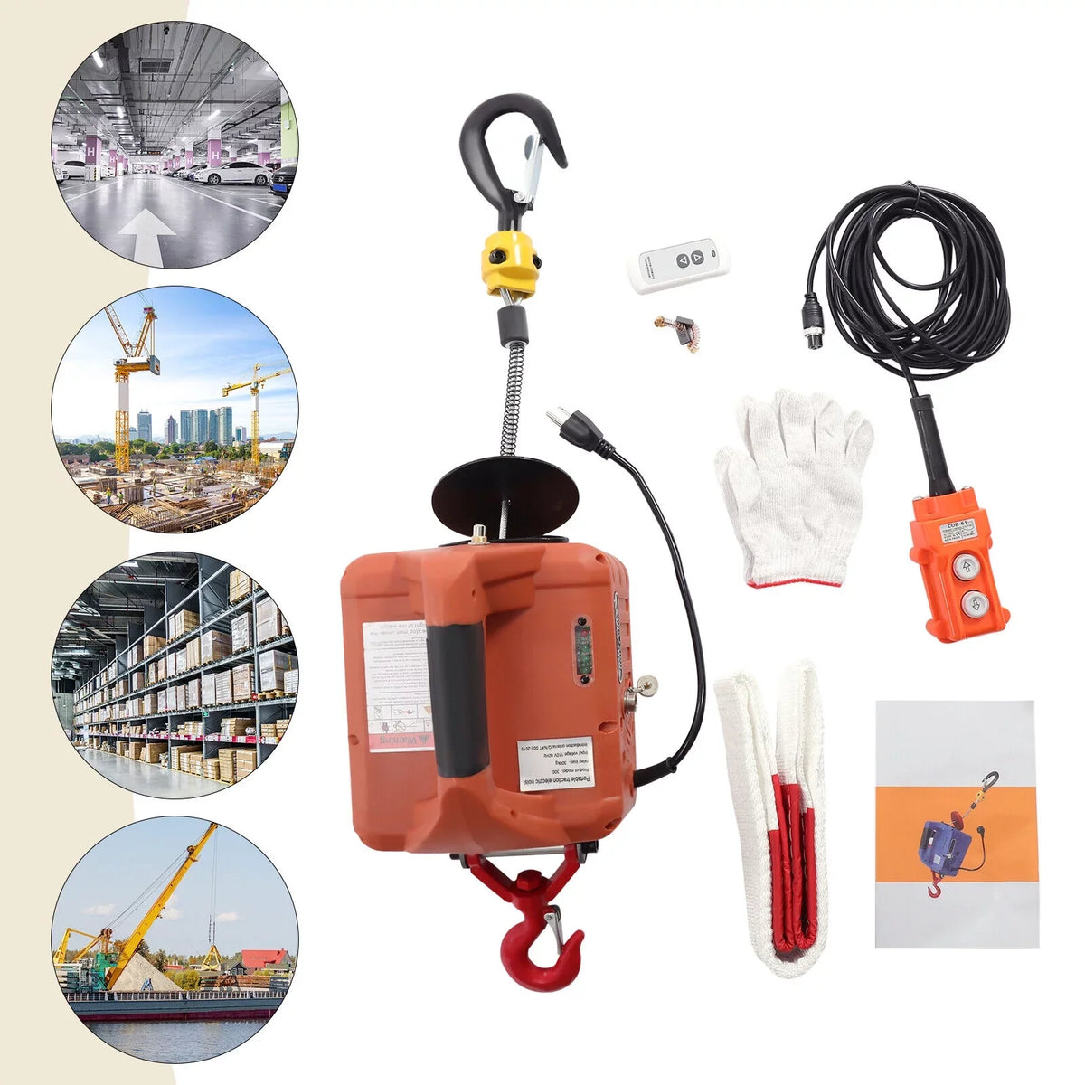 Remote 3-in-1 ZhdnBhnos Electric Wireless Crane Hoist Control Kit 110V 1100 Lift Portable LBS Winch