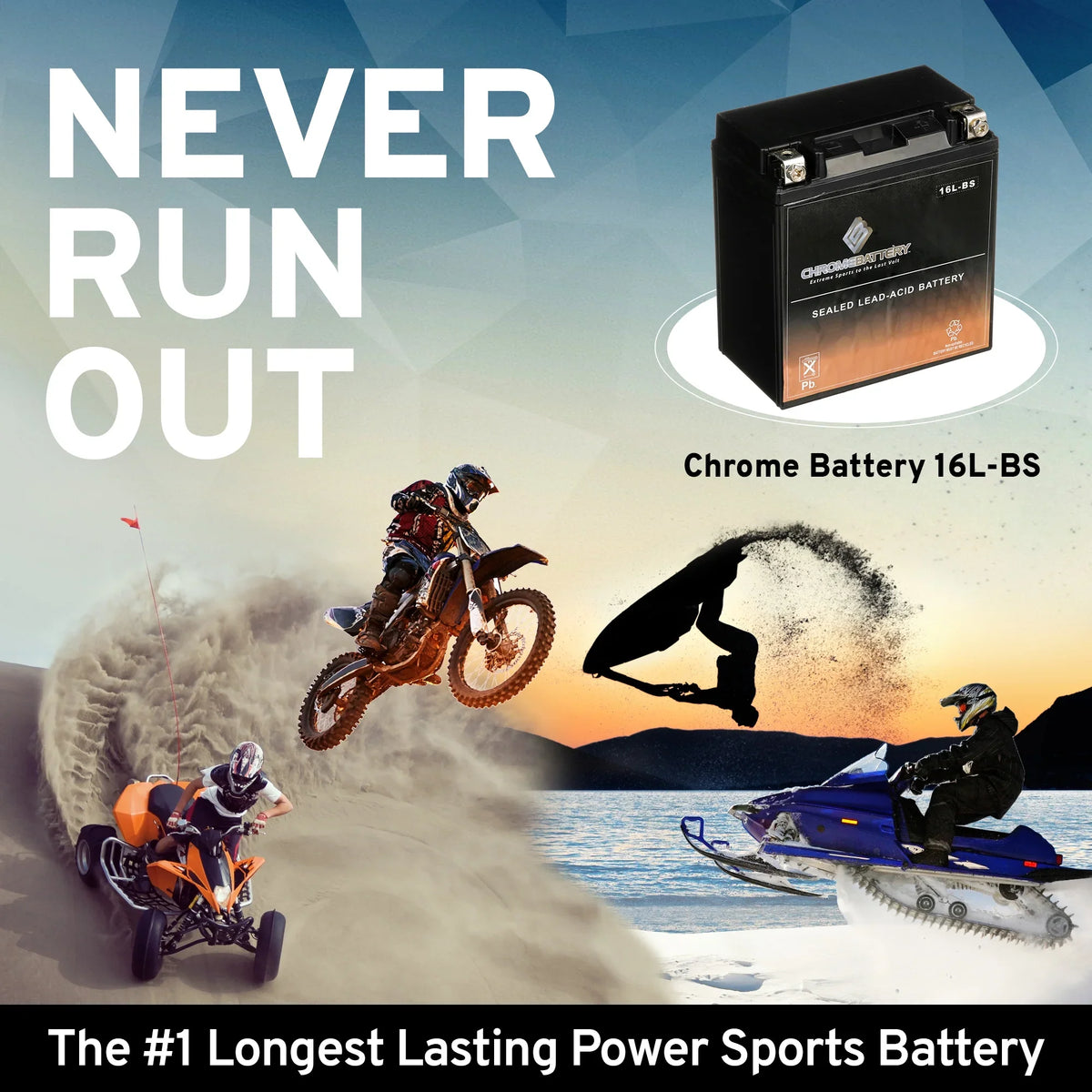 YTX16L-BS Ah, 230 Volt,14 for Sx 12 Js550 Ski Kawasaki (16L-BS Chrome 550cc 1995 Battery CCA) Jet Battery