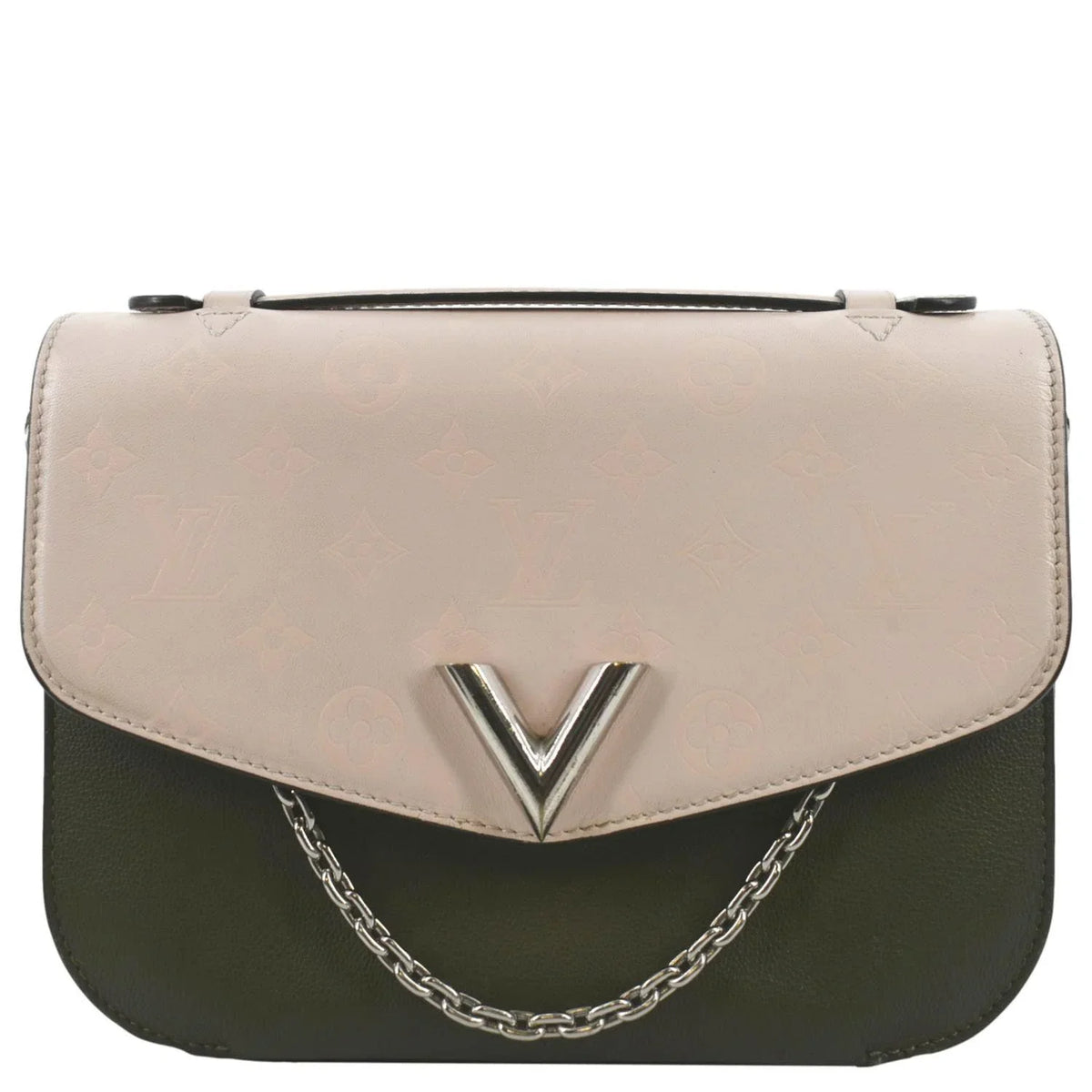 Bag Khaki Saddle Shoulder LOUIS Calfskin Very Green Pre-owned Leather VUITTON