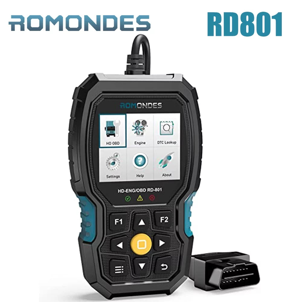 Fuso, Code RD801 1 Romondes Tool UD Auto , & for Scania, Diesel Scanner OBD Check OBD2 Truck 2 Cummins, Truck Heavy DAF Tool OBD Car Engine Diagnostic in Hino, Man, Reader HD Scan EOBD Scanner Duty