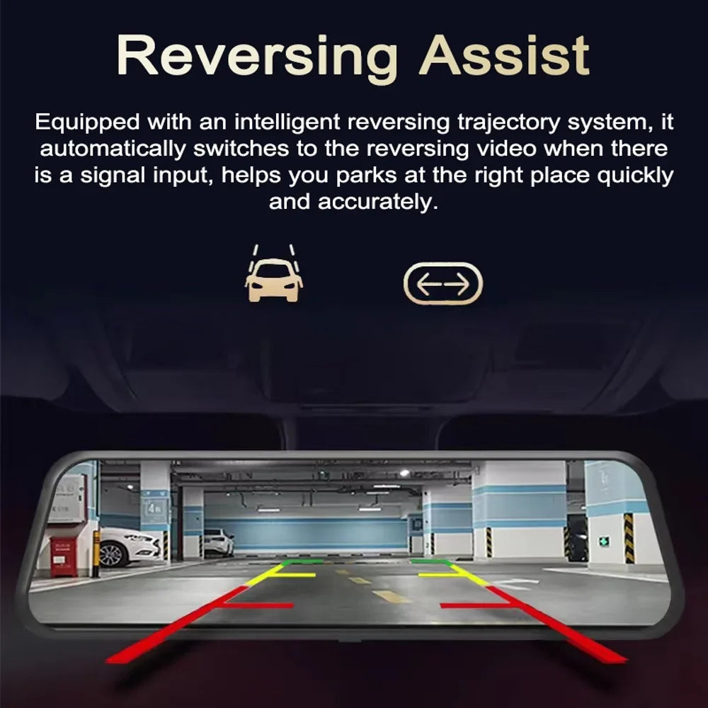 Locking Motion Monitor, - - Collision Rear 9.66 Angle 1080P Cam Night-Vision, Dash Recorder DVR Touchscreen Support, Camera - Front Driving Inch & Detection Dual Wide Loop Parking