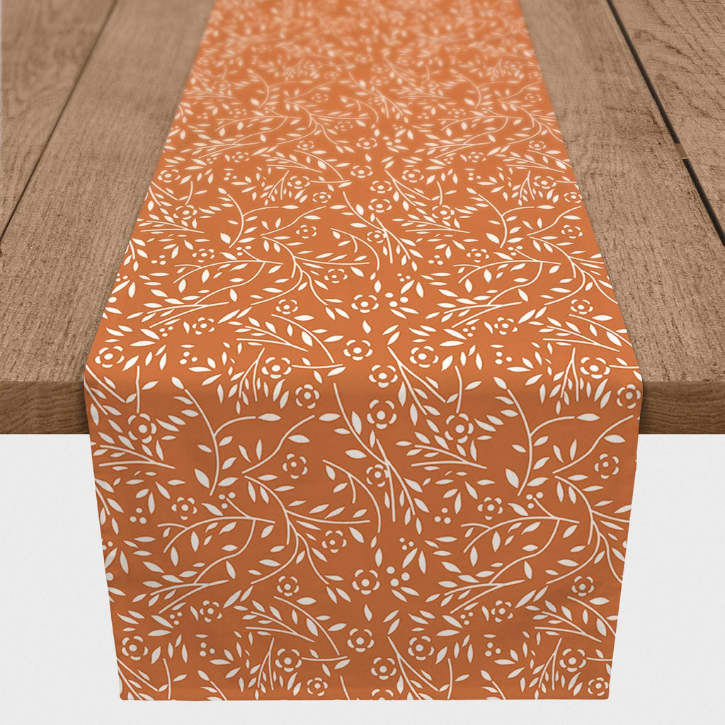 Table Poly Twill Runner Floral Delicate Products Pattern Creative 16x90 Orange