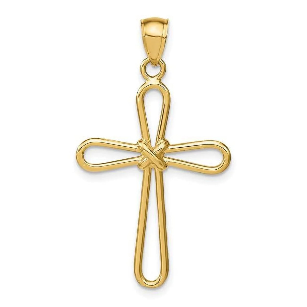 Rounded with 14K Center -x- Polished Pendant Cross