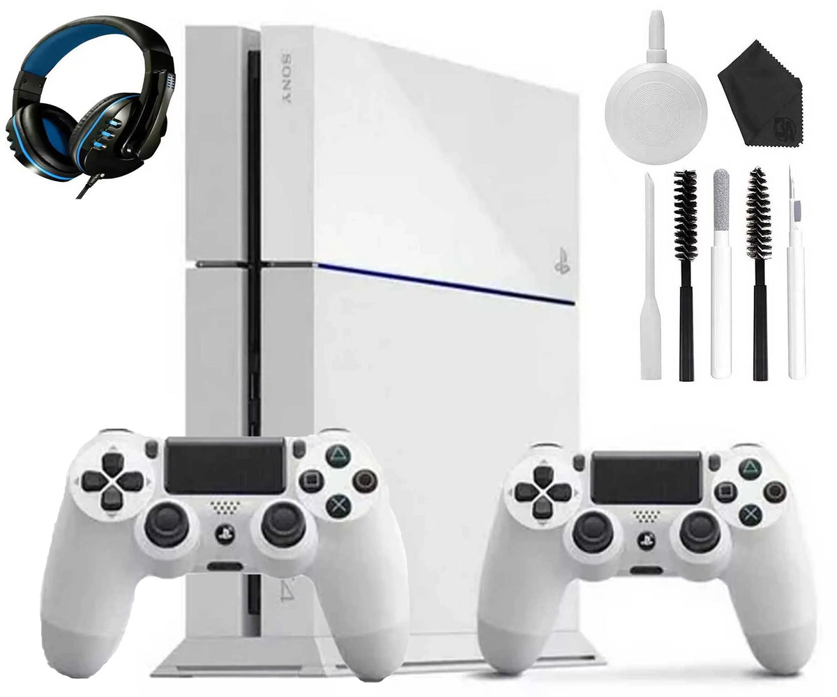 Kit 500GB Gaming New White, With Console 4 PlayStation Sony Like Headset 2 Cleaning Controller