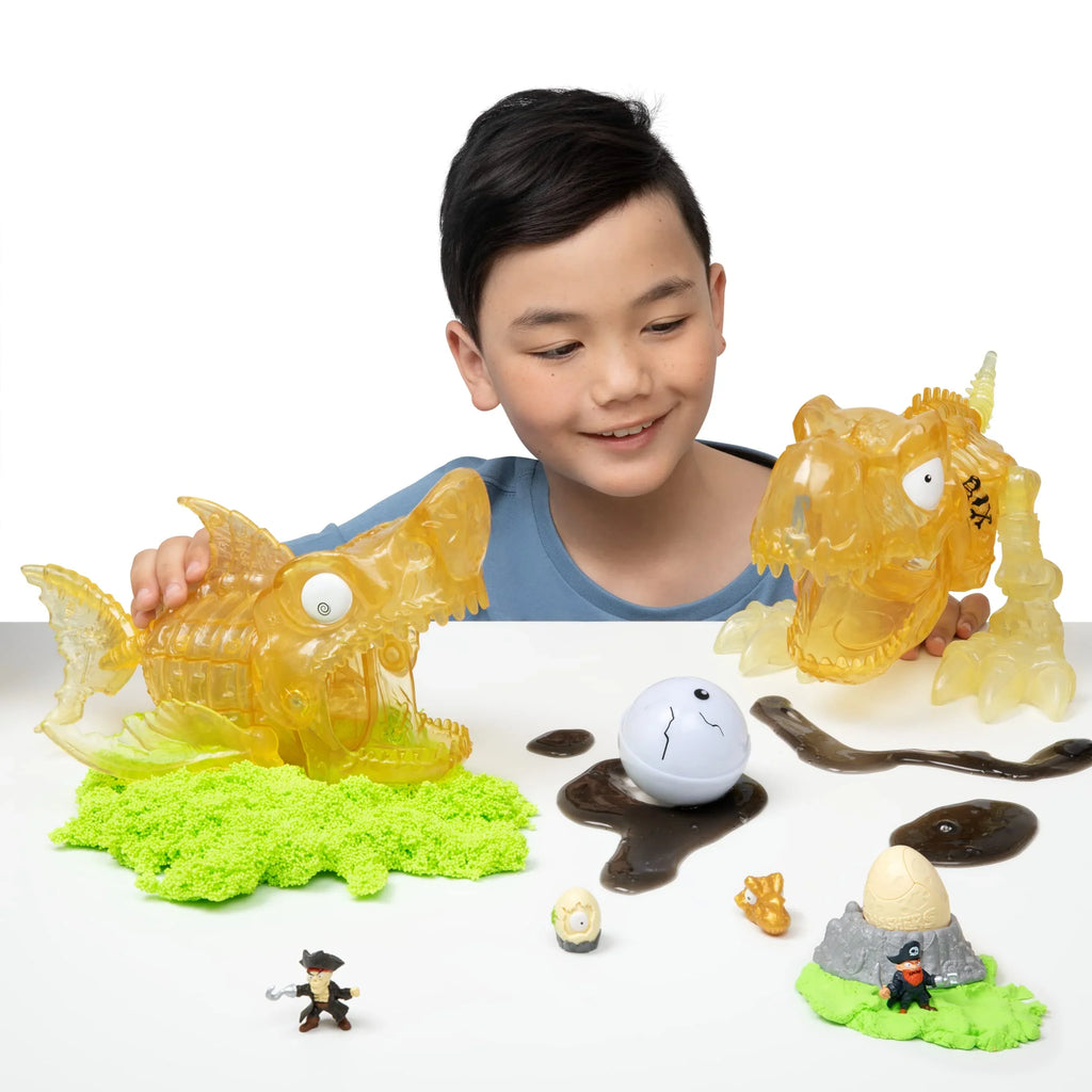 with Mini Toys, and Smashers Over and (T-Rex) Figurines, ZURU Prehistoric by Dino 30 Eggs Slime, Sand Dinosaur Island Discovery More 5+ Age Skull Giant Surprises, Toy,