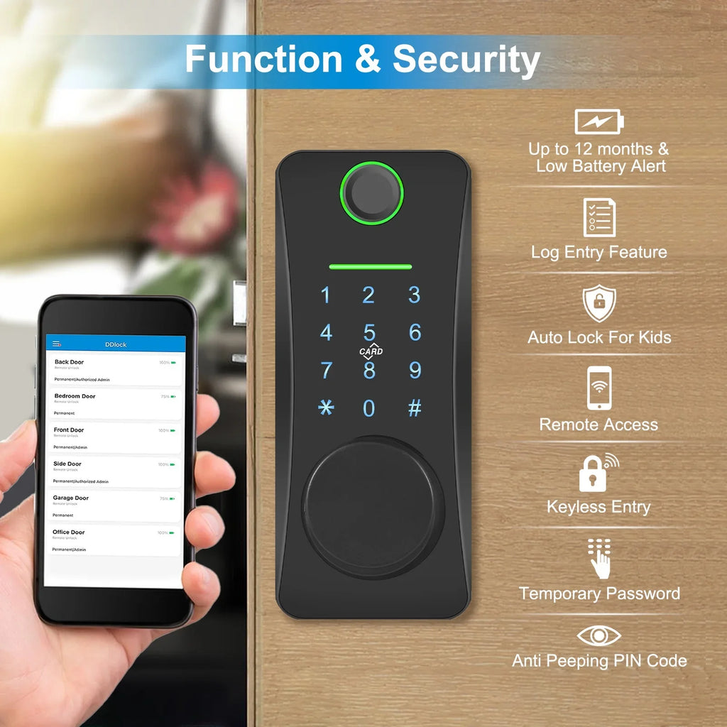 Remote Pad Lock/5-in-1 Door Intelligent Door Lock,With App Lock Less Lock Siuke Deadbolt Door Remote Keyless Huiop With Keypad Lock/2 Keyless Deadbolt Pad Lock/5-in-1 Remote Set