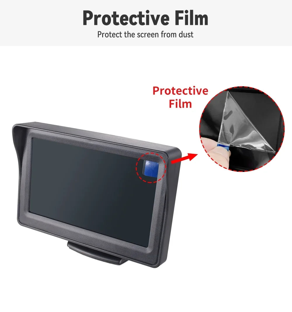 Camera Car Reverse View Rear Plate 4.3in Monitor Parking System License HD Backup
