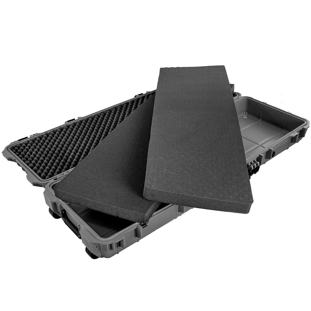 Hard Eylar Case with Foam, Fittings Valve Waterproof & Mil-Spec Crushproof, Roller Lockable Inch with Pressure Gray 38"