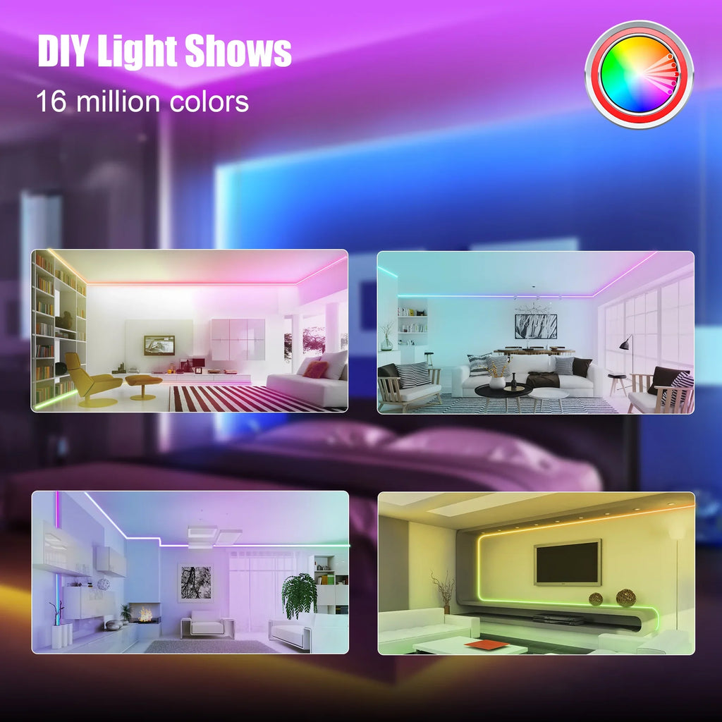 Works Room Music Flexible Neon For Living 9.8ft LED Alexa Decoraction IP67 Waterproof Lights Dimmable Outdoor CheDux DIY Sync Wall, With Function, Google, Strip Control And With Light Remote And