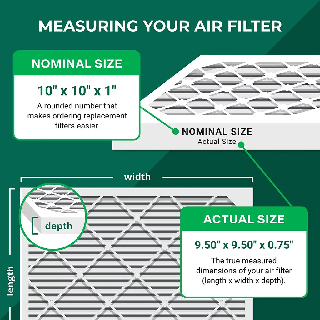 Furnace Pleated with MERV HVAC 8 AC Air (3-Pack) Filters 10x10x1 Activated Odor Carbon Eliminator Filterbuy