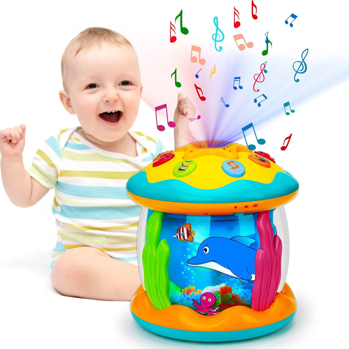 Projector Months Baby Musical 4 ISHANTECH 12 1 Rotating Up Toys to Ocean Toys Light Crawling in 6 Tummy Time Learning