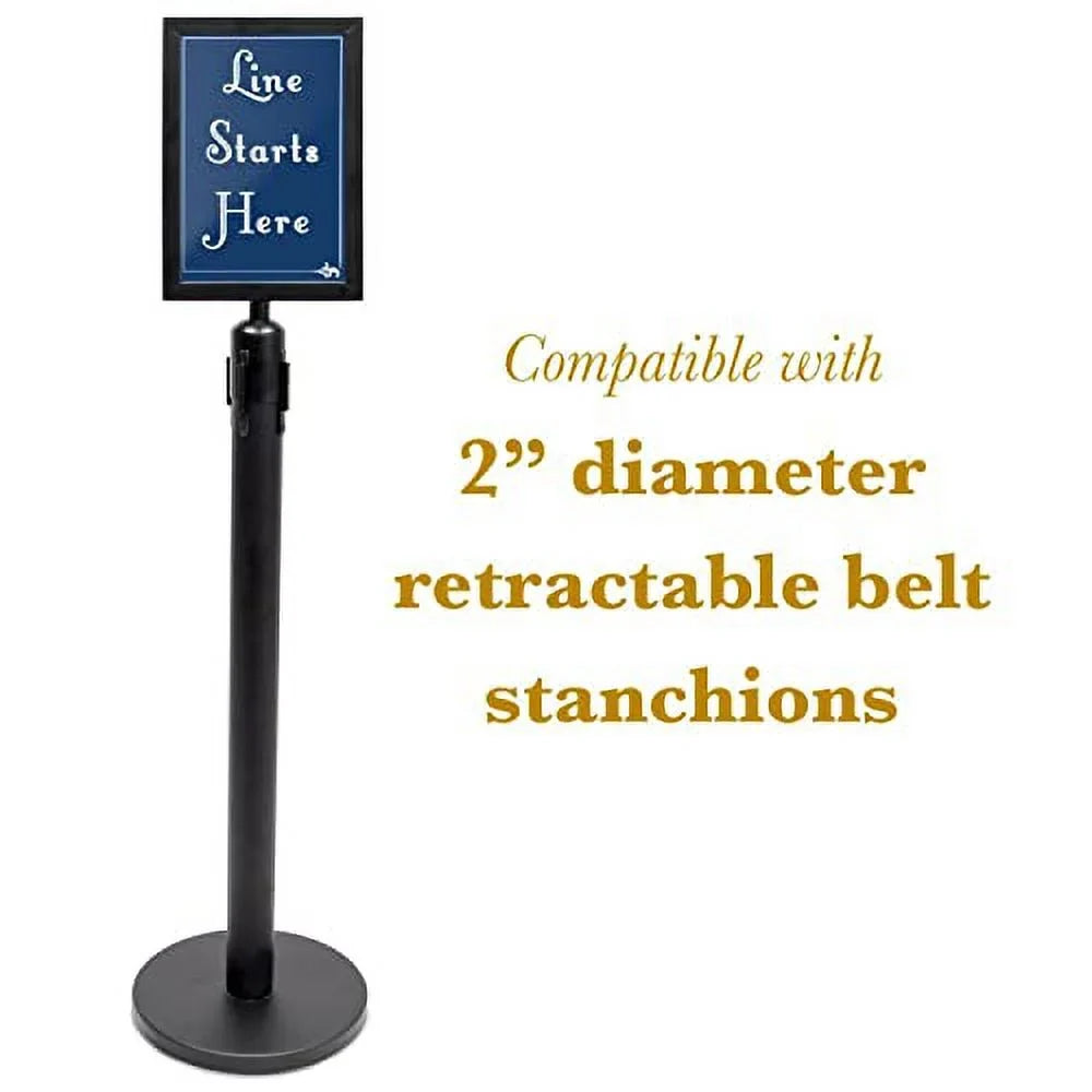 Double-Sided 8.5" Black Retractable Frame Stanchion Diameter 2" 11" Pedro's x Pudgy for Portrait Metal Belt Holder Supplies by Sign - Party Stanchions