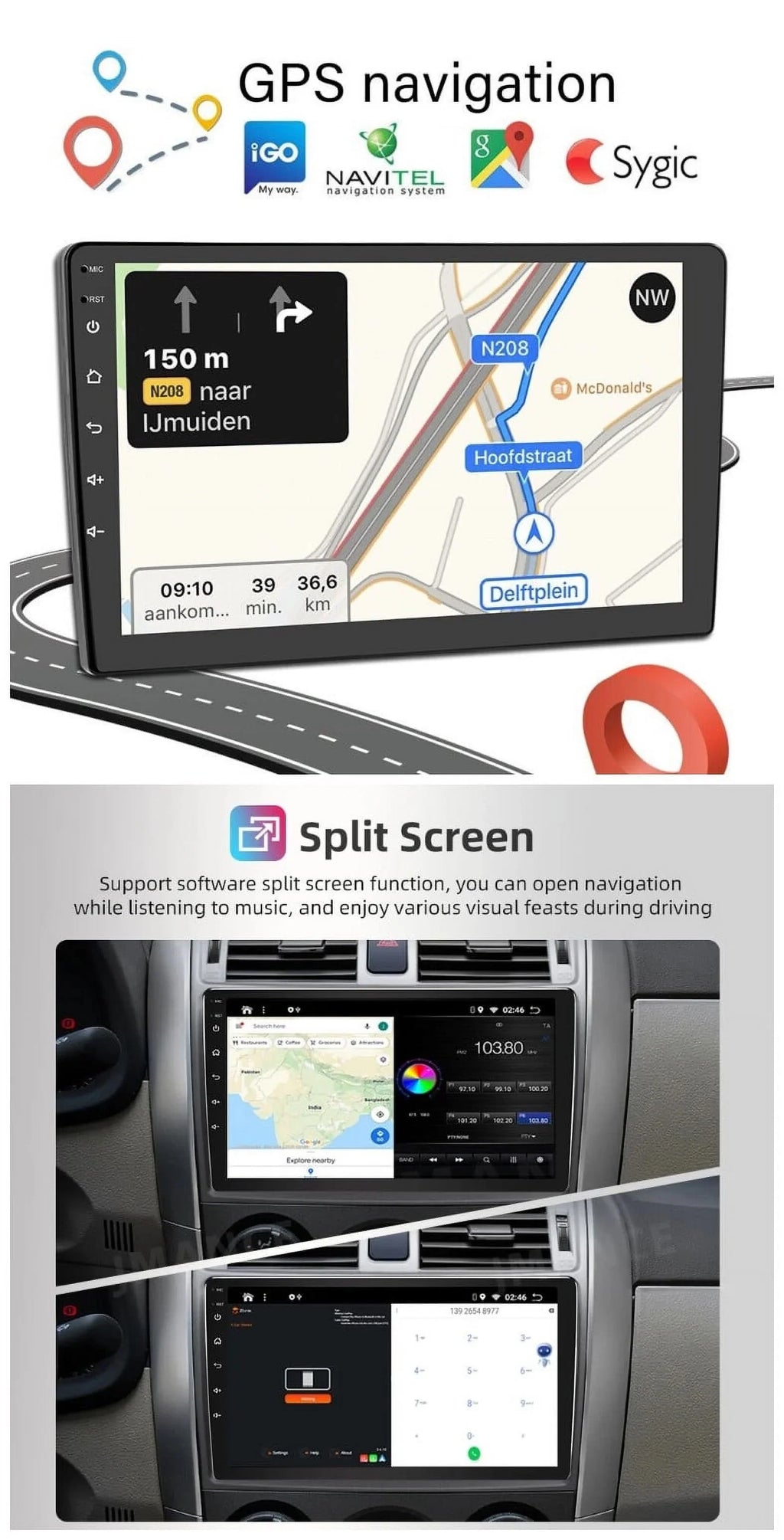 Bluetooth Honda 10.1" GPS For 2 2005 Touch Radio 2004 Din 12 Accord Android Screen 2007 2006 Car 2+32GB Stereo Unit Head Carplay Double Navigation 2003