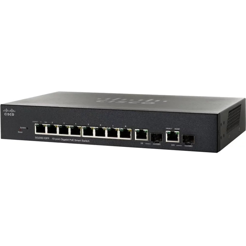 x (PoE) - Small 8 Switch SG200-10FP desktop, 2 - rack-mountable PoE 10/100/1000 Cisco W) refurbished (62 x - Smart - managed - + Business - 10/100/1000