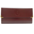 (Good) Cartier Bordeaux Women's Mastline (Red) Wallet Pre-Owned Long Leather