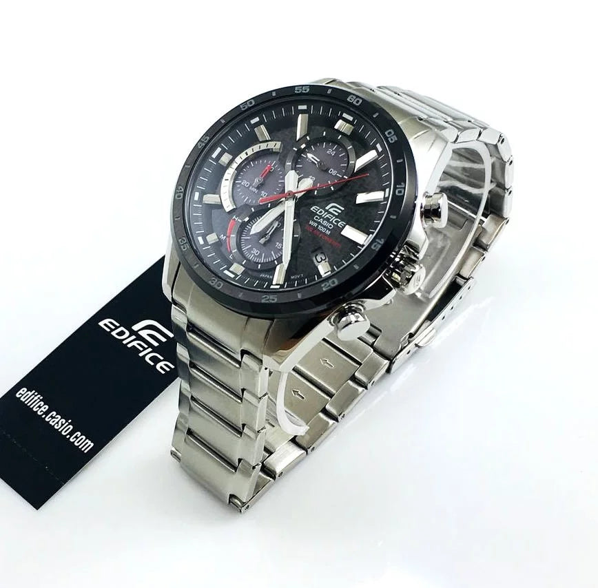 Watch Stainless Men's Casio Chronograph Solar-Powered Steel Edifice EQS-900DB-1AVCR