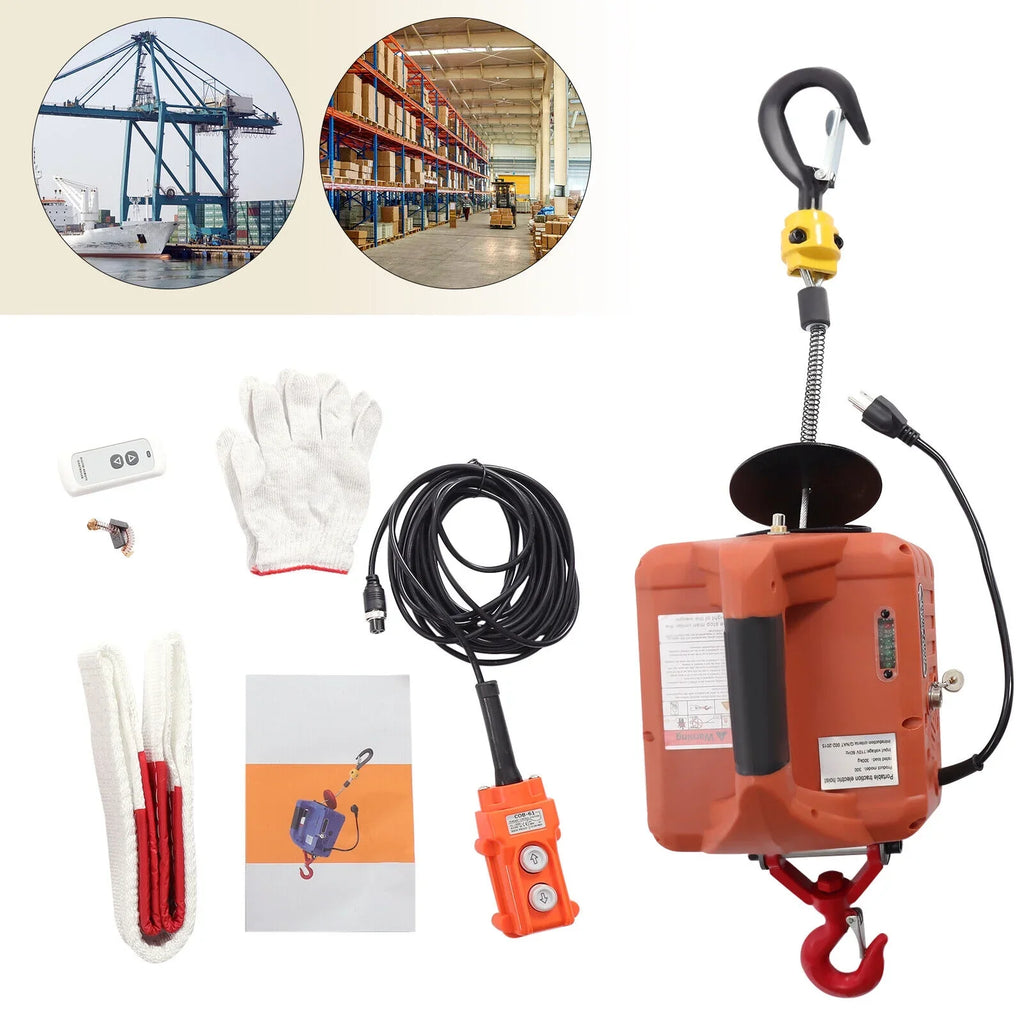 Remote 3-in-1 ZhdnBhnos Electric Wireless Crane Hoist Control Kit 110V 1100 Lift Portable LBS Winch