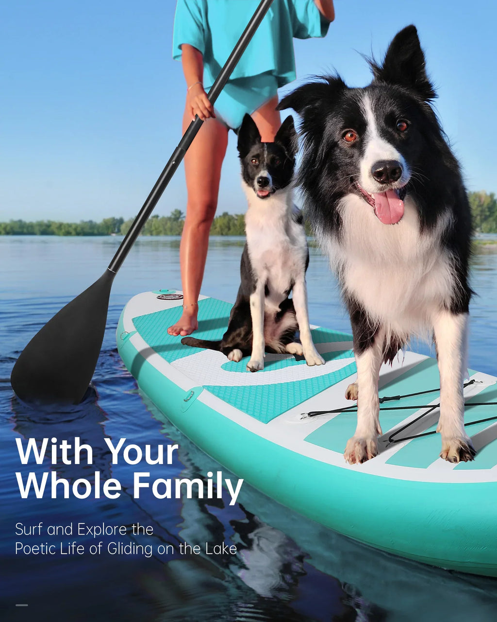 Summer Paddle Inflatable & Youth Adults 120"x30"x6" with Stand for SUP Board Board Up Board Paddle