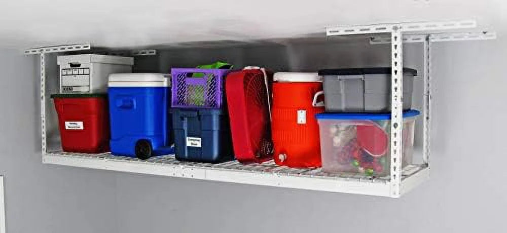 adjustable overhead 18"-33") 2x8 weight - pound - rack height 400 capacity rack (white, storage steel overhead garage storage