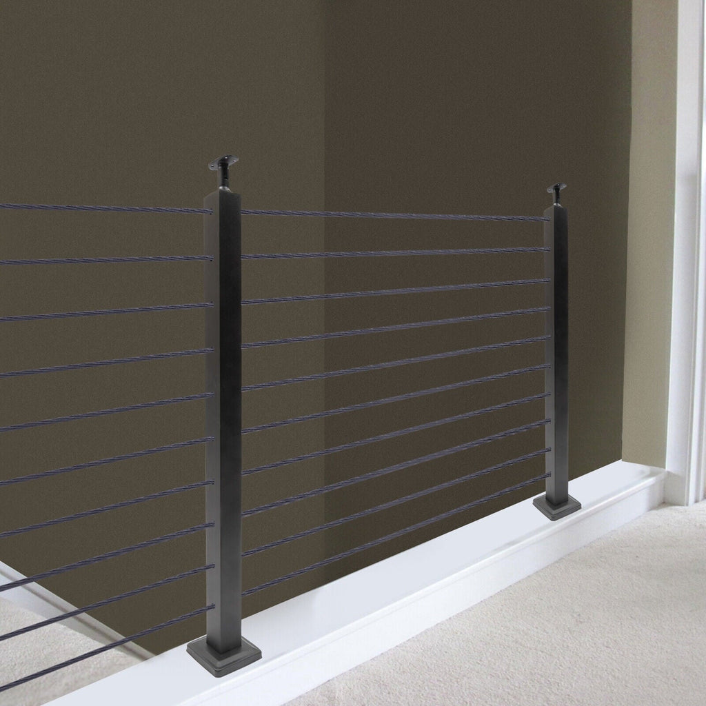 Cable Concrete Level Post Sides Deck Pre-Drilled Railing Two for Wood Steel Fence Level Stainless Square System Railing 36''x2''x2'' Post Cable