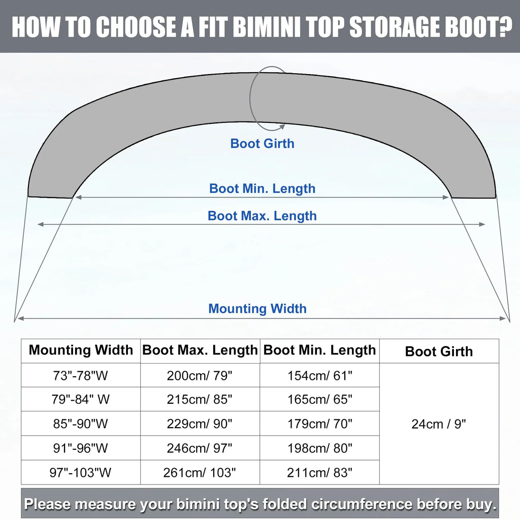 Blue Boot Width Cover Bow Pacific 85"-90" Boat 600D Bow for Bimini Top 4 Canvas 3 Polyester Storage