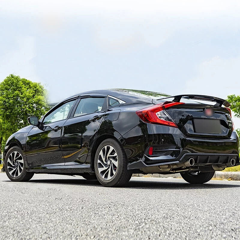 Brake Black Sedan Trunk Civic 2016-2021 Spoiler For Wing Lip Light Honda Glossy