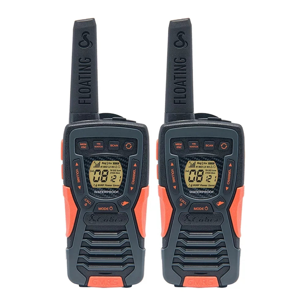 Adults Channels, Range Walkie CAMO (2-Pack) Radio Floats, 37-Mile Rechargeable, Waterproof ACXT1035R 22 Two-Way FLT Talkies - Cobra Set for Long
