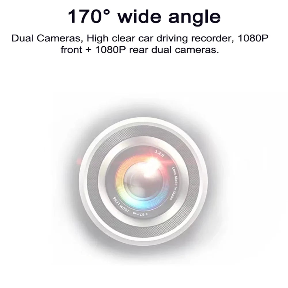 Locking Motion Monitor, - - Collision Rear 9.66 Angle 1080P Cam Night-Vision, Dash Recorder DVR Touchscreen Support, Camera - Front Driving Inch & Detection Dual Wide Loop Parking