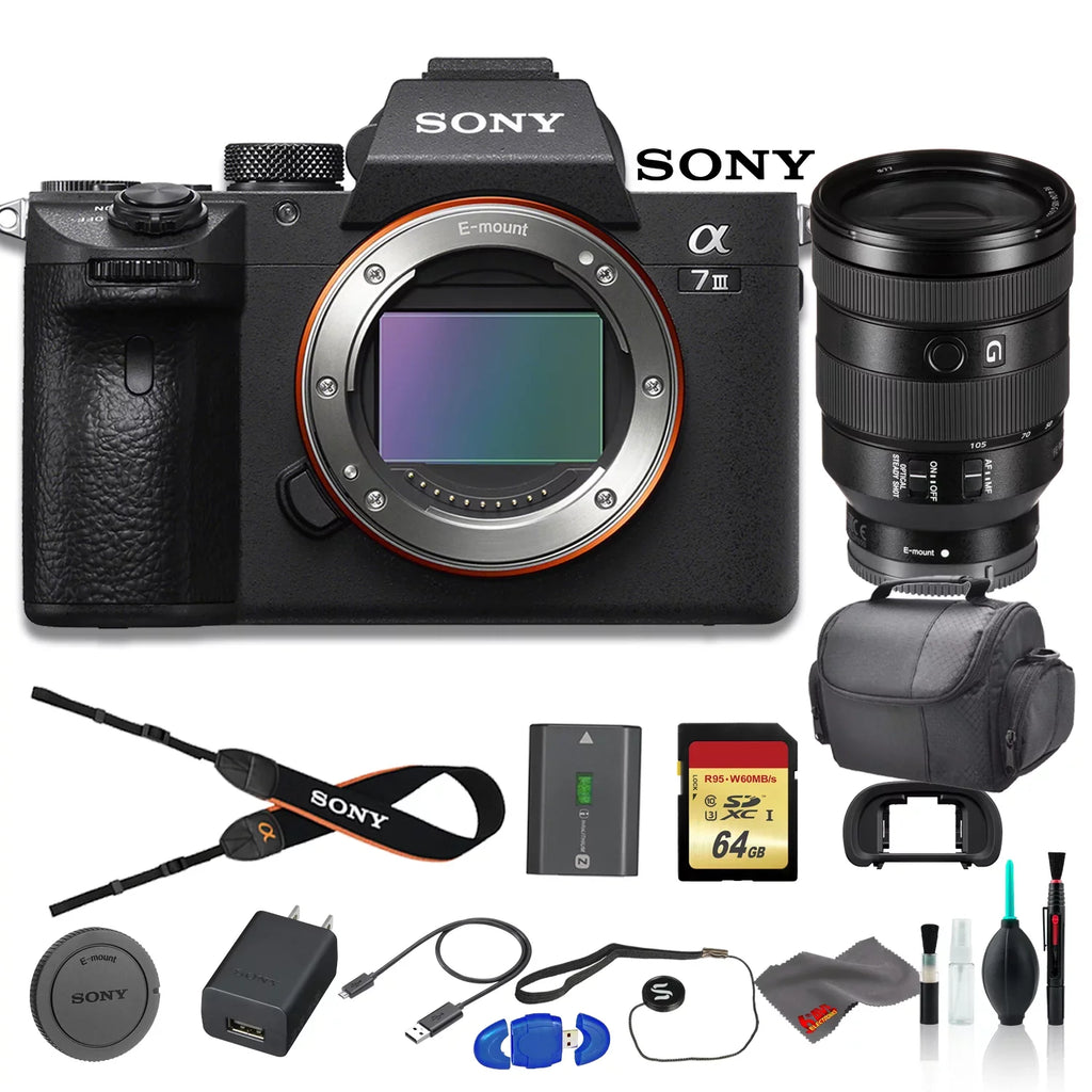 FE f/4 Reader 64GB More Alpha Lens, Card, Sony Digital Bundle Memory Sony Memory - With III Camera a7 Card and 24-105mm Mirrorless Bag,