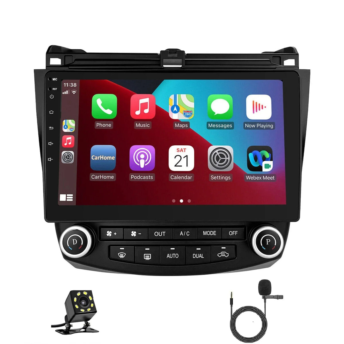 Bluetooth Honda 10.1" GPS For 2 2005 Touch Radio 2004 Din 12 Accord Android Screen 2007 2006 Car 2+32GB Stereo Unit Head Carplay Double Navigation 2003