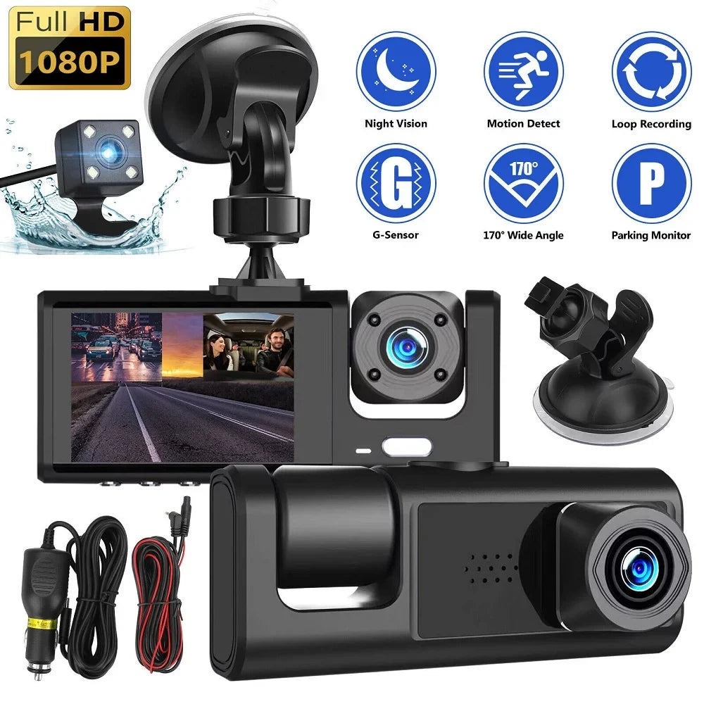 sensor Dash Video Front Dual Car G Cam Inside Recorder Rear Camera HD 1080P New Lens